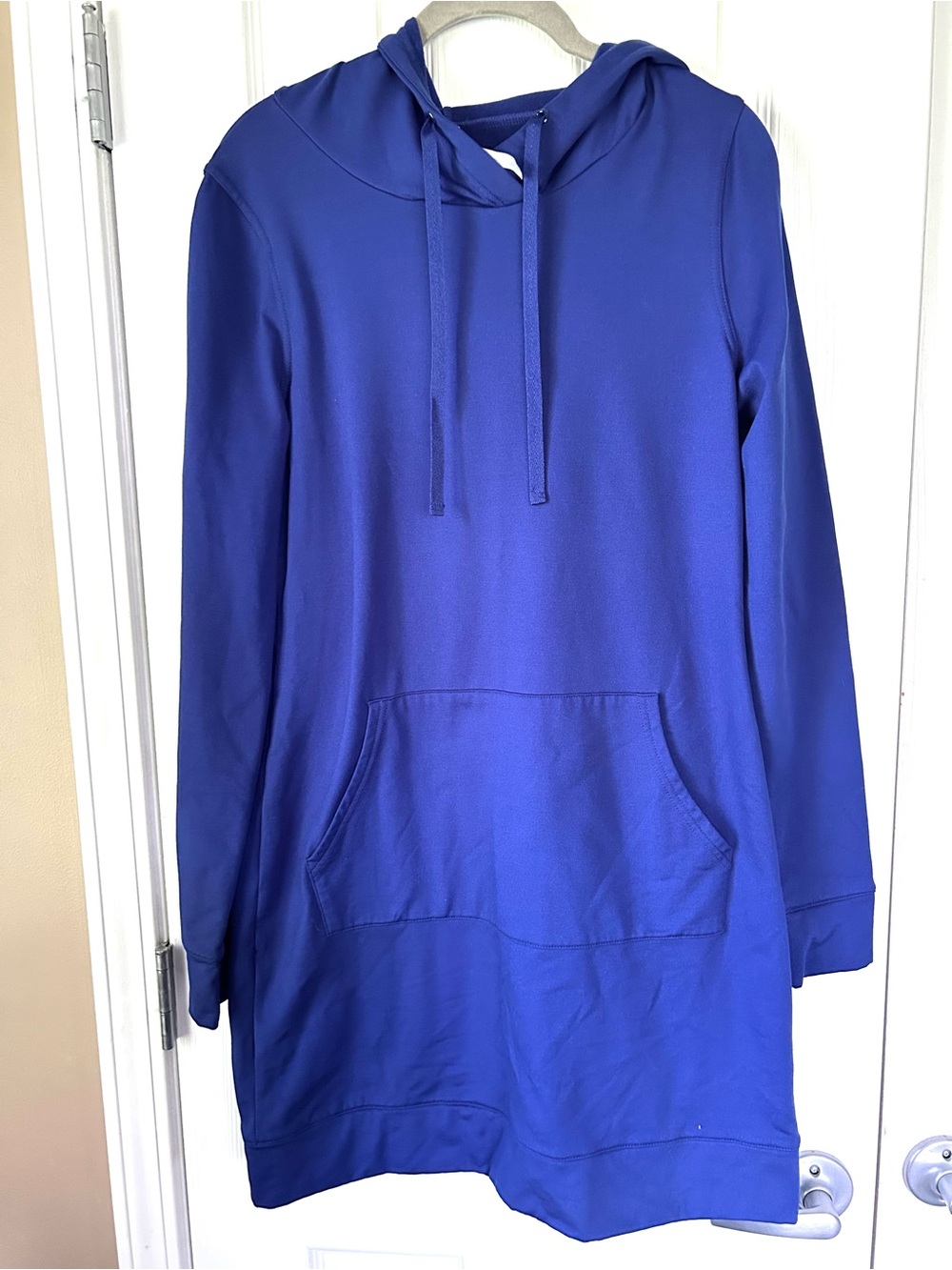 Fabletics Blue Hooded Sweatshirt Dress Small Kangaroo Pocket Athleisure